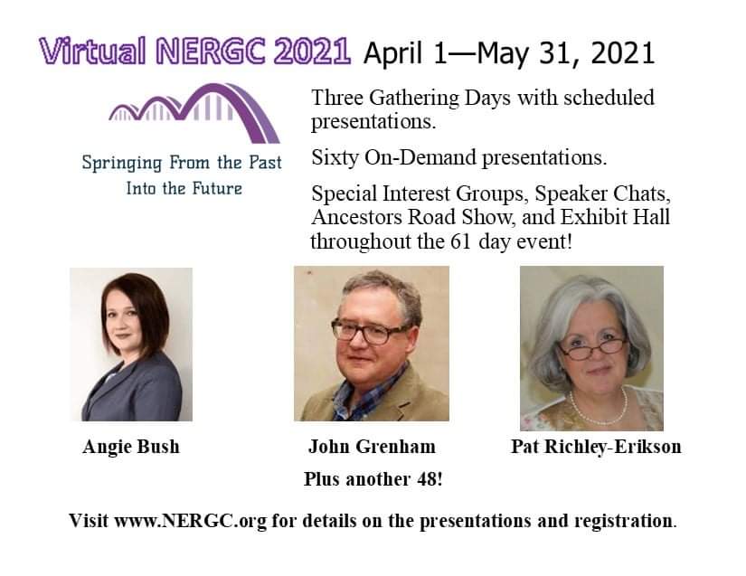 Thank you all or spreading the word about the New England Regional Genealogical Conference!  We are excited to be welcoming "cousins" from across the country and around the world, who cannot always travel to our biennial conference.