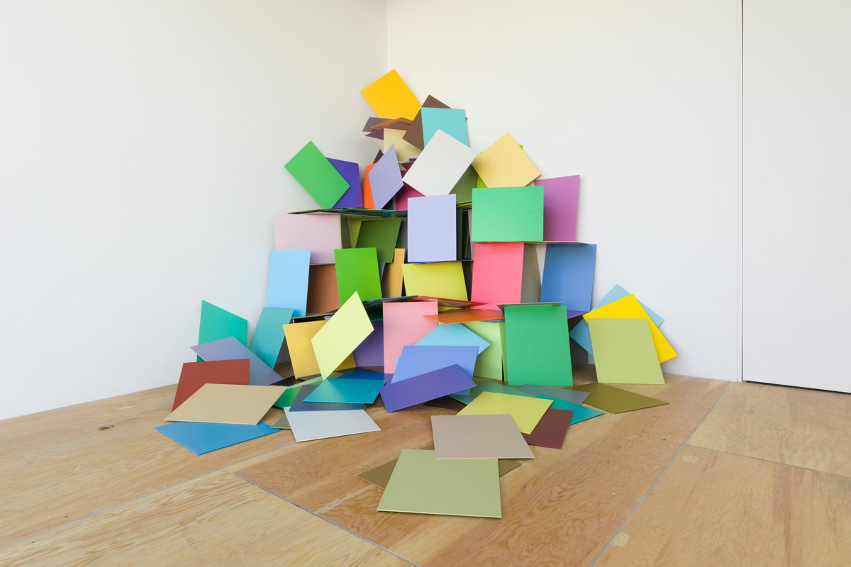 BurrardArts's tweet photo. #TBT to 'Building,' our 2018 show from #MichaelBatty. This work, 'Prop,' arranged shapes in delicate balance, with no underlying armature or support.
The cascading form extended down from the corner of the room and onto the floor.
Read more at https://t.co/uZ8JOoe1yI. https://t.co/CojhO6cF5T