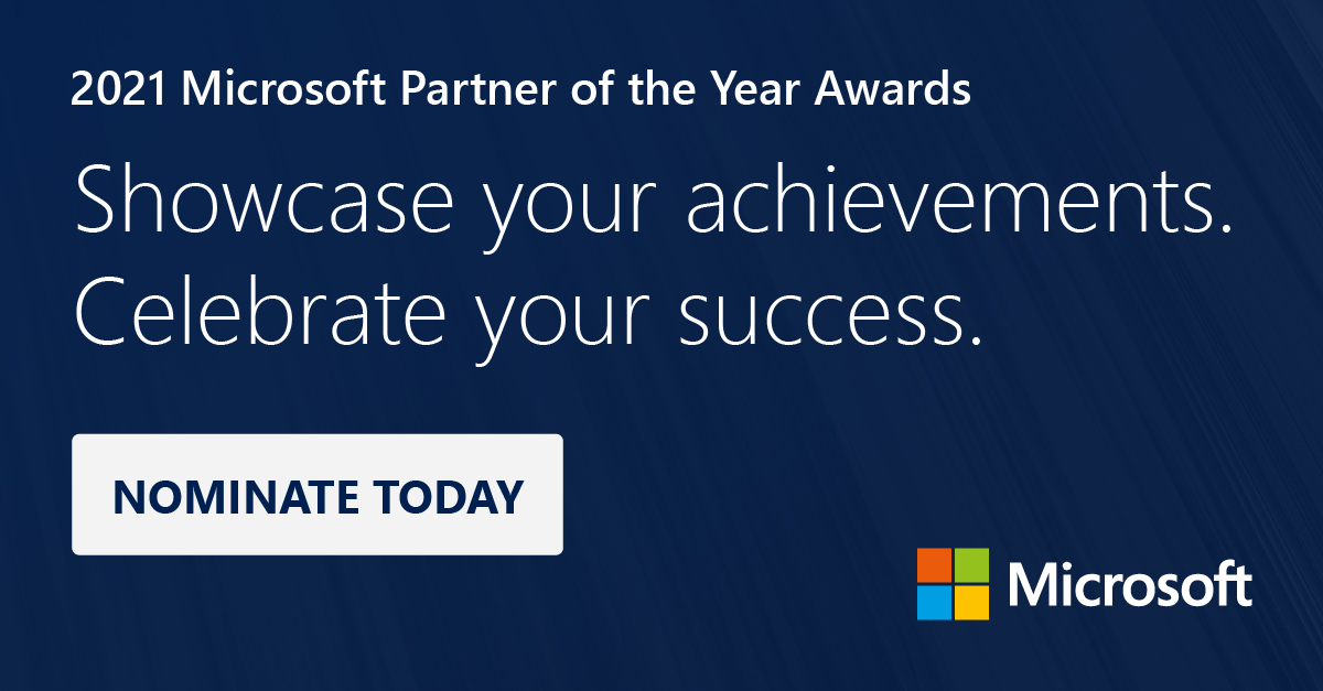 msPartner's tweet photo. One of our favorite moments at #MSInspire is celebrating our partners and all they achieve.

We're now accepting nominations for the 2021 #MSPartner of the Year Awards. 🏆

Find details here: https://t.co/KG4KtLyBaQ