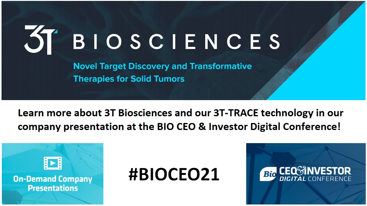 3tbio's tweet photo. Learn more about @3tbio and our 3T-TRACE technology! Company presentation by @hotirishmonkey at the #BIOCEO21 Digital Conference! On-demand at  https://t.co/9nGGcMYbgT @IAmBiotech #CellTherapy #GeneTherapy https://t.co/3YEwaPiKxR