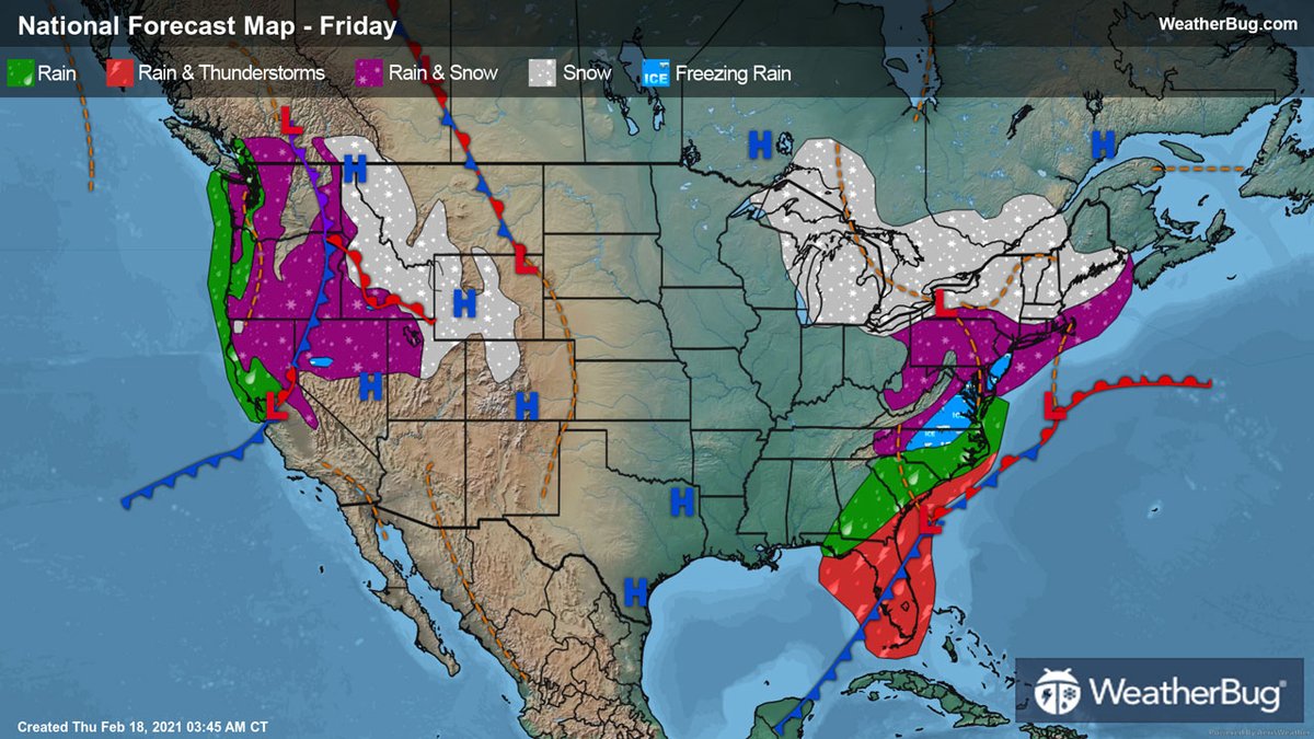 WeatherBug's tweet photo. The active work week concludes #Friday with a bit more wintry weather before things improve for the #weekend. What weather can you expect? Latest #FridayPreview: https://t.co/vqVuMZDNmI https://t.co/wJvGfpOKhU
