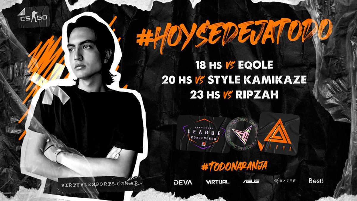 VirtualesGG's tweet photo. #CSGO 👉🏻¡HOY SE DEJA TODO!

Seguimos con la fase de grupos en la #AlphaChallengerCup 

⏰18 hs ⚔️@eqoleteam 
⏰20 hs ⚔️ @StyleKamikazeE1 

Terminamos el día con la liga de @LANgamersLA #ContendersLeague

⏰23 hs ⚔️@RIPZAHTeam

#GoVRe 🧡

#SomosVirtual #VirtualEsports #TodoNaranja https://t.co/9P4yhUhg0P