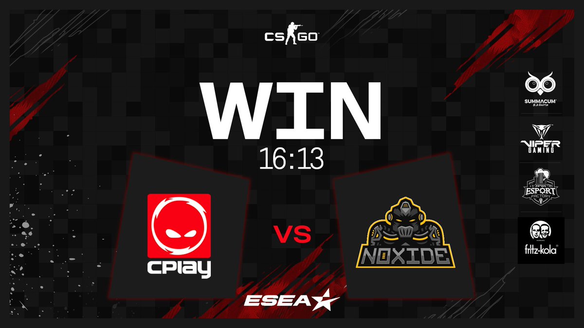 [#CSGO]

Ggwp <a href="/NoxideEsports/">Noxide</a>!
Wir gönnen uns den 3. Sieg in Folge und den insgesamt 6. in der Open 🔥🔥🔥
Vielen Dank auch für den Cast <a href="/slivooo/">slivooo</a>😘

@arvyycs <a href="/menZycs/">-menZy-</a> @Mythaelcs <a href="/_NoxQz/">NoxQz</a> <a href="/Flophouse1337/">Flophouse</a> <a href="/OZFUMANN/">ÖZFUMANN</a> <a href="/Xaypexx/">Xaypex</a>

#THESQUAD