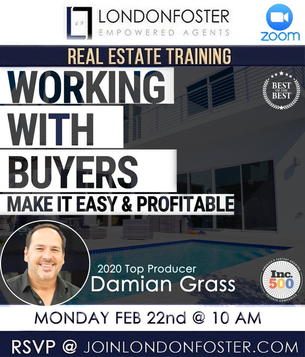 londonfoster_'s tweet photo. Learn from the Best!Our 2020 top producers and head of our London Foster Mentorship program. Damian Grass from the @grasstamayogroup is heading a Realtor Training on Zoom.
When : Monday Feb. 22nd
Time : 10 AM
https://t.co/mX4pgQEDLC
#maketheswitch #LondonFoster #Empoweredagents https://t.co/ThQGpkB0nz