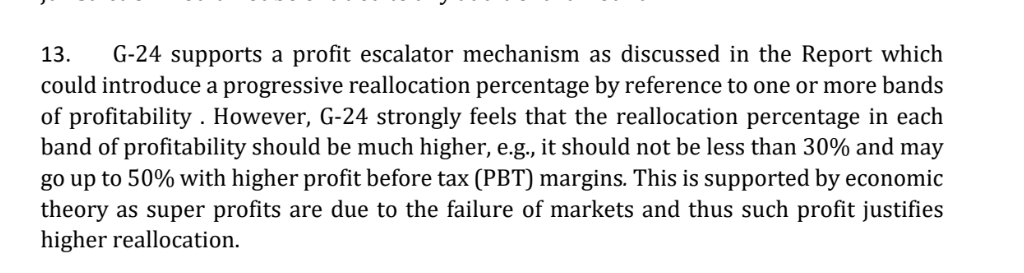 What this shows is that there is expectation that a fair allocation of taxing rights to market jurisdictions should be c30% of the global profits, and this mirrors what G-24 member states are negotiating for as part of the  @OECDtax Inclusive Framework negotiations. 9/n