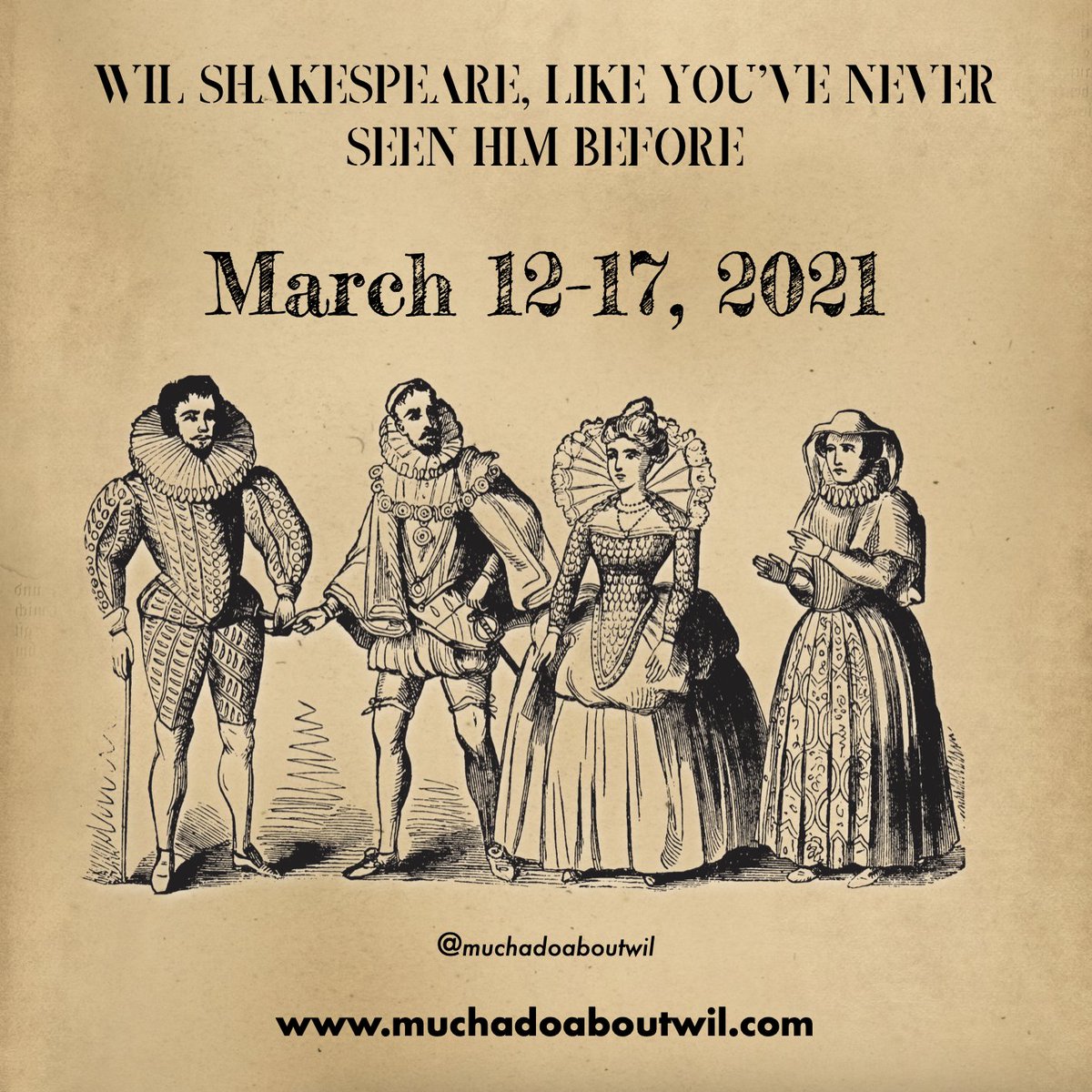 Hark, what epic virtual theatre event on yonder internet is scheduled... Why, tis a table read of Wil, what luck! #muchadoaboutwil #shakespeare #virtualtheatre