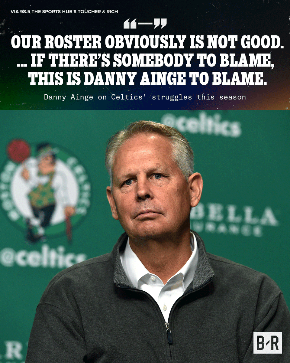 BleacherReport's tweet photo. Danny Ainge says he's to blame for Boston's 14-14 start. https://t.co/6ES2MUhsRh