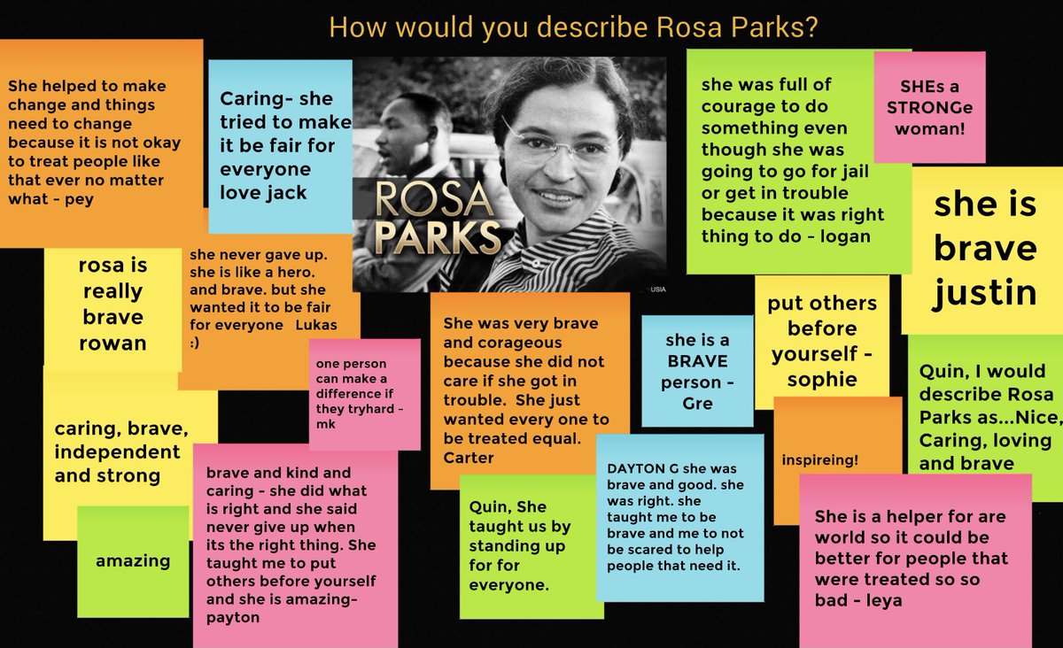 A snippet of our reflection following our read aloud today that told the powerful story of Rosa Parks. Their empathy, kindness and outrage during these most important discussions is inspiring. <a href="/dsbn/">District School Board of Niagara</a> <a href="/DSBNVirtual/">DSBN Virtual School</a>