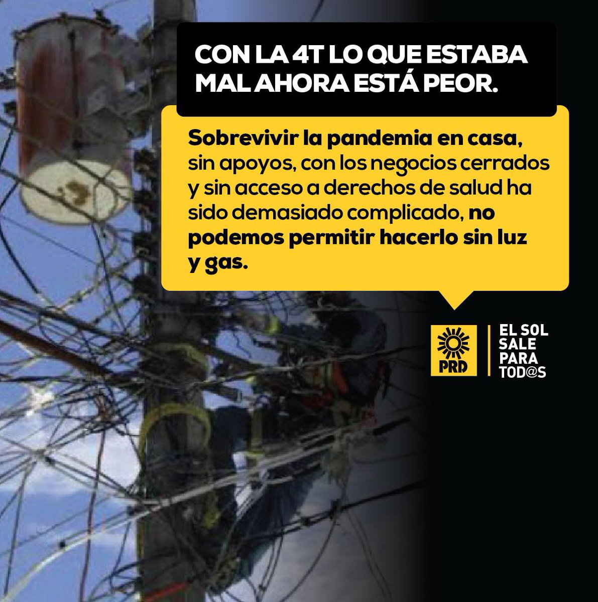Las familias mexicanas merecen que se garantice el suministro de gas y electricidad, por ello desde el PRD exigimos al Gobierno Federal dejar las excusas y ofrecer soluciones a la ciudadanía.