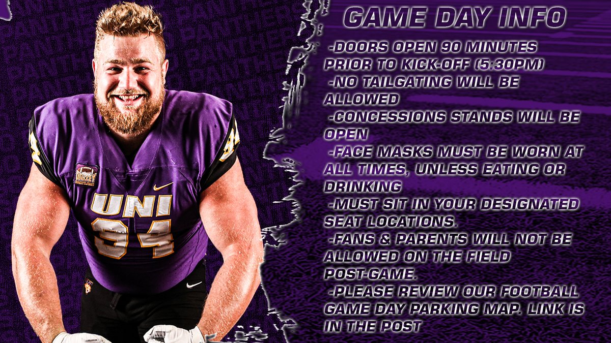 UNIFootball's tweet photo. We're excited to welcome people to the Dome for tomorrow's home opener! Be sure to review all of the game day information before arriving so you're prepared to cheer on you Panthers!

Football Game Day parking map: https://t.co/rod6y1G4U2

#UNIFight https://t.co/ptu7G6wI3B