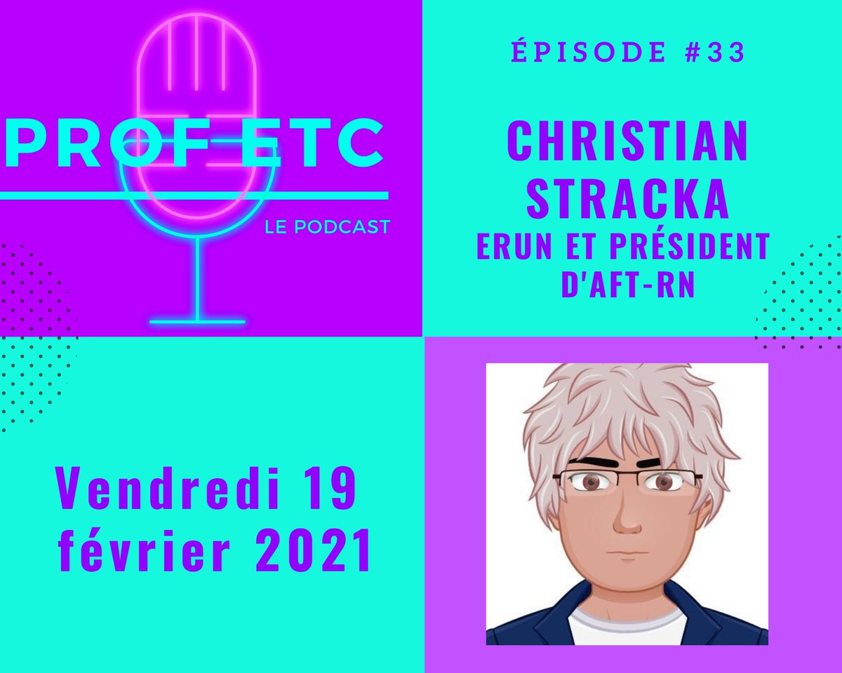 Dans moins de 4 heures, vous pourrez écouter Christian Stracka <a href="/CStracka/">Christian Stracka</a> parler de L'association des formateurs TICE <a href="/AftrnTice/">Association des Formateurs TICE</a> et de ses sentiments sur notre monde.

Pour écouter et vous abonner, c'est par ici :

podcasts.apple.com/fr/podcast/pro…