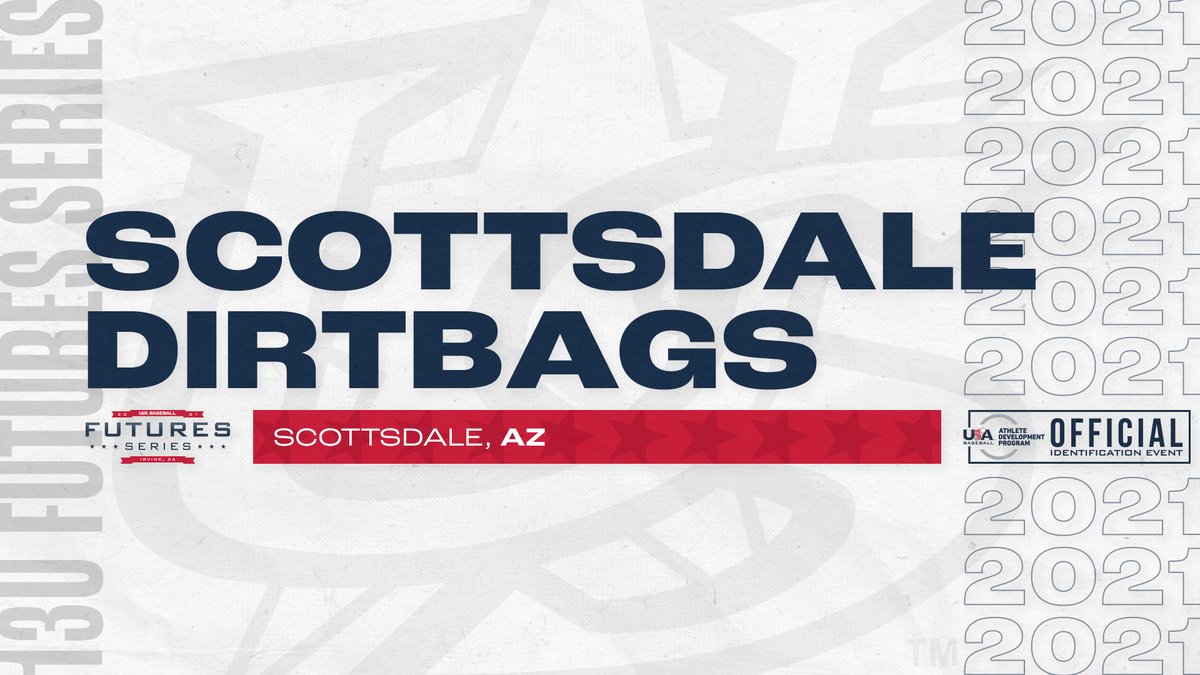 USABaseEvents's tweet photo. The reigning 13U Futures Series champions are back for more in 2021! π€
The Scottsdale Dirtbags are the final team competing at this year's #FSIrvine π https://t.co/0ruhEcAMSZ