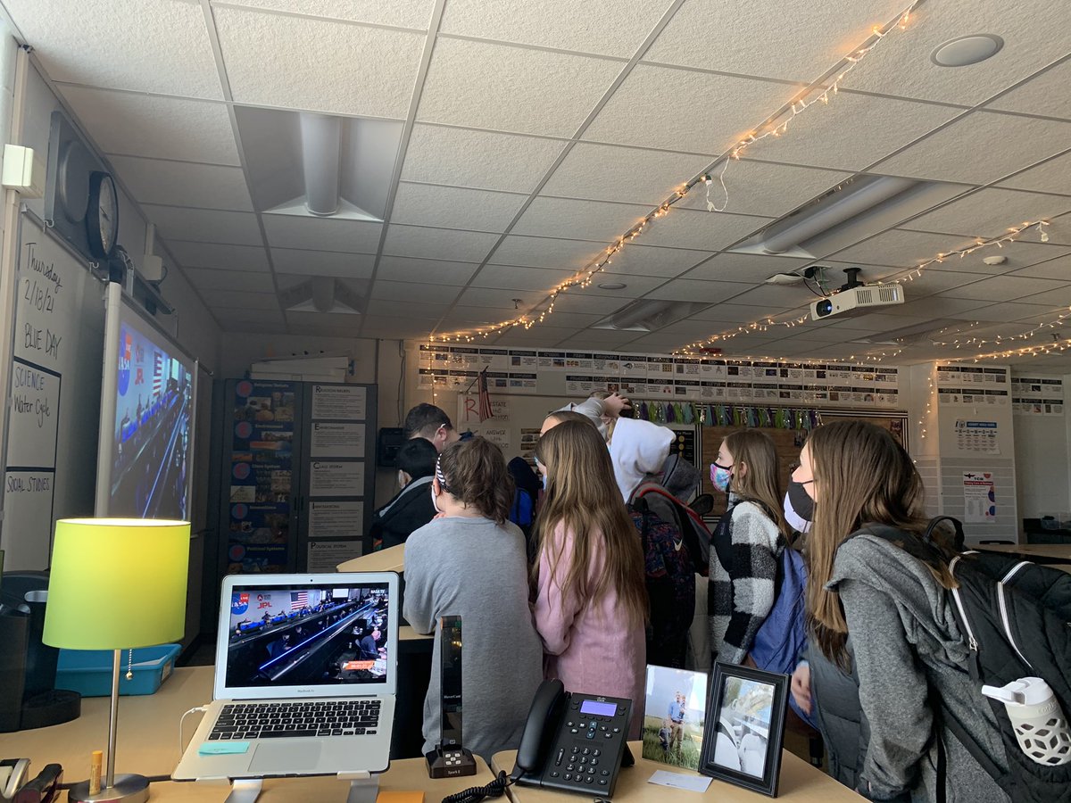 MrsHolsapple's tweet photo. Perseverance Viewing! It’s so cool that students are this excited to see science history! #PerseveranceRover #science #NASAPerseverance https://t.co/C07UCpbRnF