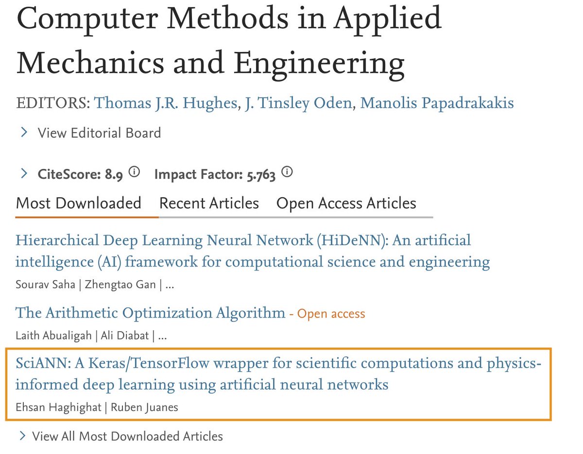 EhsanHaghighat's tweet photo. Proud to find our work among the top downloads of #CMAME
https://t.co/3wMwMc6Znq
#SciANN #DeepLearning #NumericalMethods https://t.co/31NitpVPBc