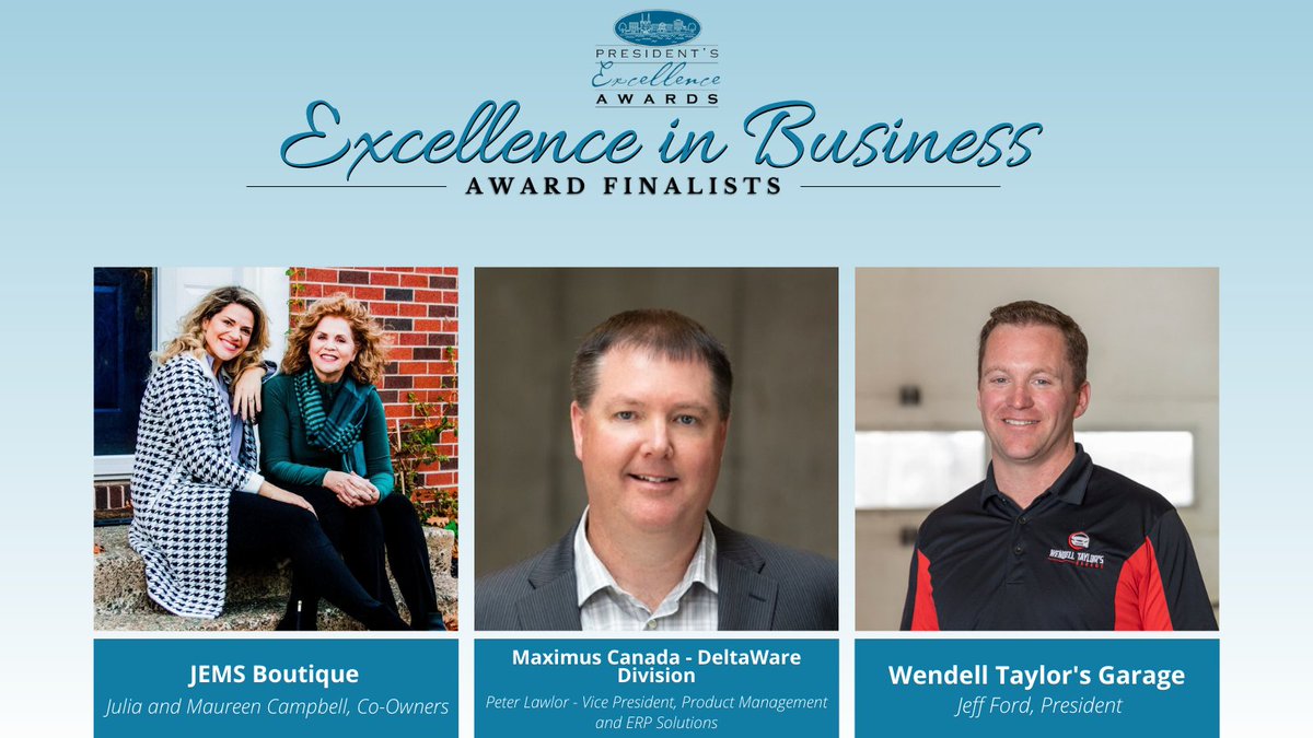 ChtownChamber's tweet photo. Celebrating the faces behind the businesses. #GCACCawards2021 

Congratulations to our 2021 Excellence in Business Award finalists! @jemsboutique, @DeltaWarePEI and Wendell Taylor's Garage. 

Learn more about the 2021 President's Excellence Awards here: https://t.co/D6xR6e6fVt https://t.co/djHzLWl9Jf