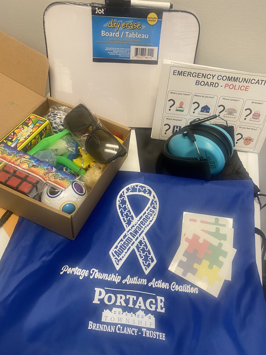 PorterCountySO's tweet photo. Today, the Sheriff’s Office had training and began placing the Portage Township Autism Action Coalition Sensory Kits in every Officer’s vehicle.

We are grateful for the hard work of Portage Township Trustee Brendan Clancy along with Joyce Russell! https://t.co/3Ate8Ma1UG