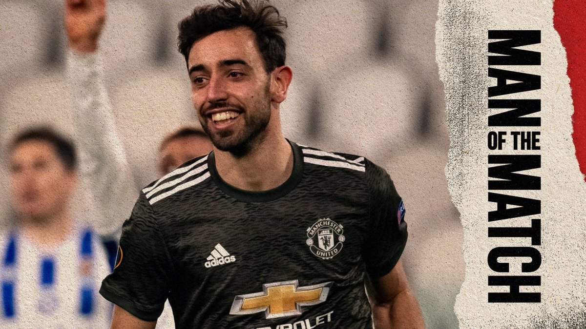 ManUtd's tweet photo. 🤩 Bruno Fernandes: Man of the Match.

It has a ring to it, doesn't it? 💍

#MUFC #UEL https://t.co/o2TX9TVnWq