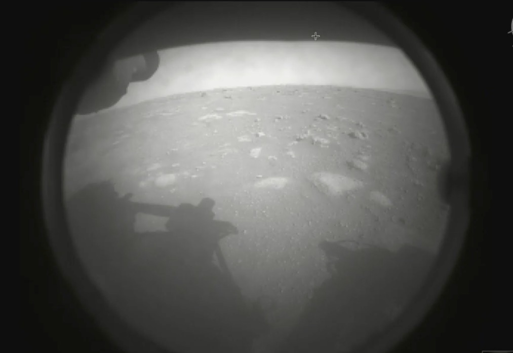 And here's our first view from <a href="/NASAPersevere/">ARCHIVED - NASA's Perseverance Mars Rover</a> on Mars!