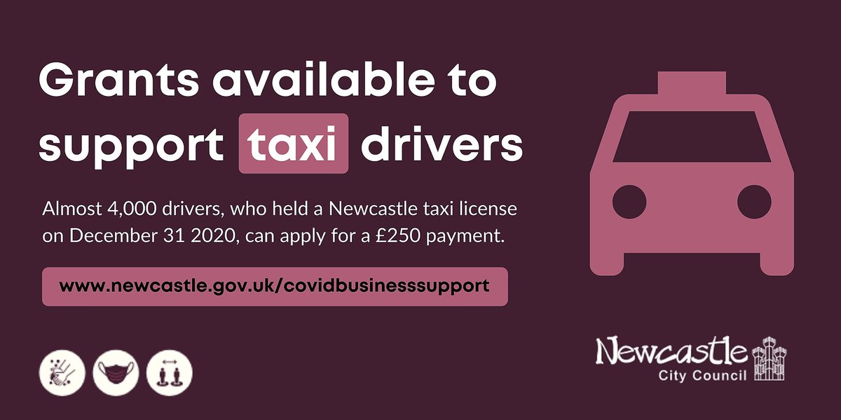 Almost 4,000 taxi drivers in #Newcastle are eligible for a new support grant. Applications open on Monday (Feb 22) at 10am. Find out more: orlo.uk/dtmHF So far we've administered almost £90m in #Covid #businesssupport grants to help keep our city’s economy going.