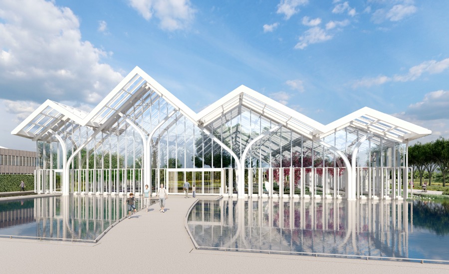 ArchRecord's tweet image. The #WeissManfredi design includes a 32,000-square-foot glass house and the reconstruction and preservation of Roberto Burle Marx's Cascade Garden. architecturalrecord.com/articles/14999… Image courtesy of WEISS/MANFREDI with Reed Hilderbrand for Longwood Gardens