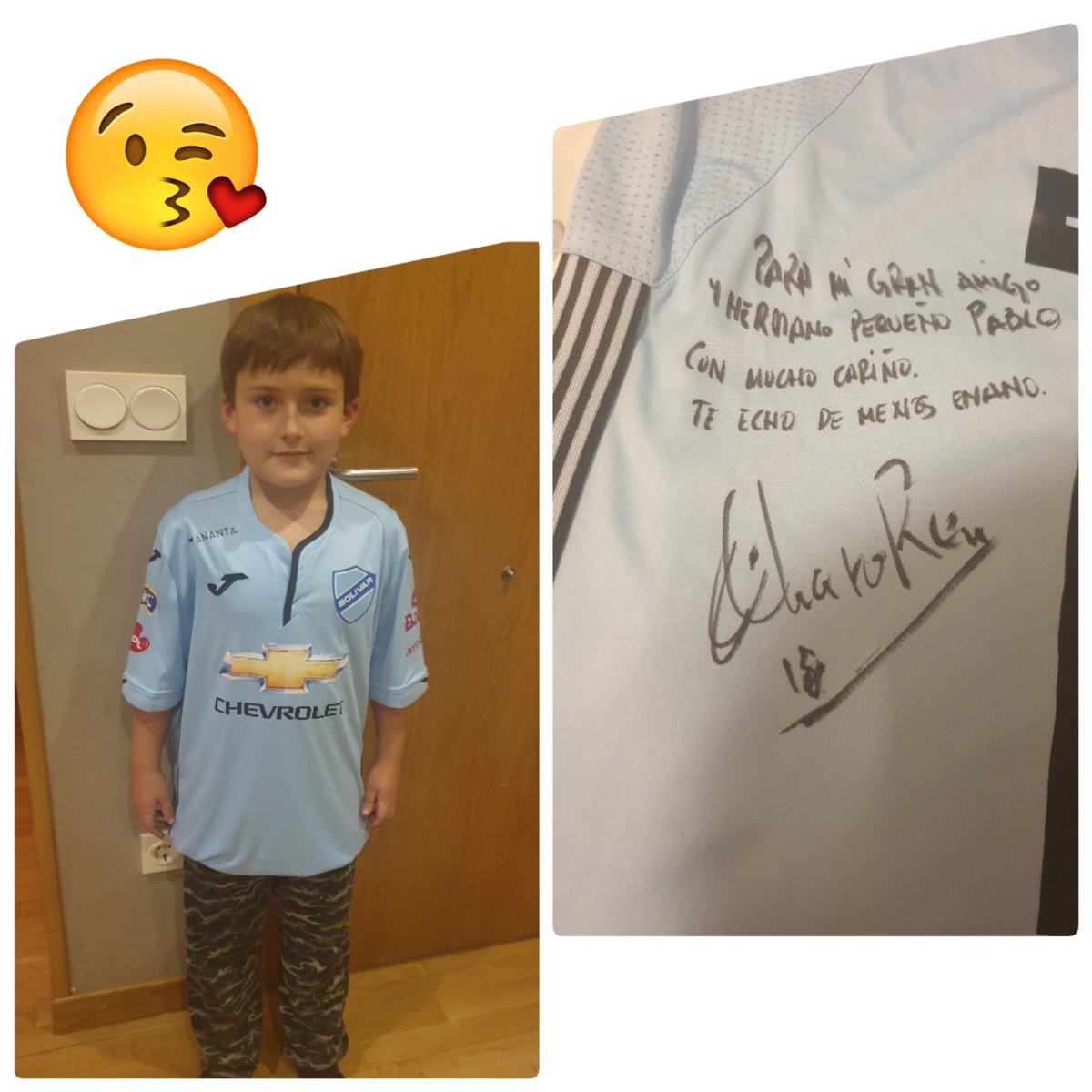 Y llego su regalito mas esperado....la camiseta de @Alvaro16Rey del @Bolivar_Oficial. Feliz no....lo siguiente!!!! Gracias familia!!!!os queremos mucho!!🥰🥰