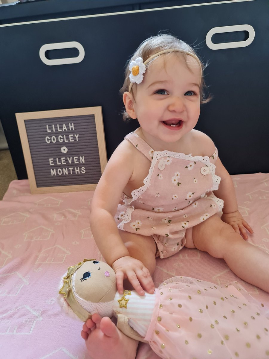 jamiegal's tweet photo. Lilah is now eleven months old. She's a happy, inquisitive girl who loves eating, getting into everything, and following her brother around the house. https://t.co/Y5eCXk7q02