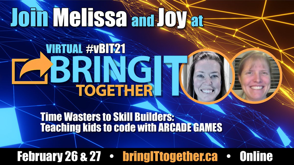Bring IT, Together #BIT (@vbit21) on Twitter photo Join Melissa Oliver <a href="/mrsoliveredu/">Melissa Oliver</a> and Joy Benjamin at #vBIT21 for "Time Wasters to Skill Builders: Teaching kids to code with ARCADE GAMES" on Friday, February 26th <a href="/vBIT21/">Bring IT, Together #BIT</a> <a href="/ecooorg/">ECOOorg</a> <a href="/Ontario_ASBO/">OASBO</a> <a href="/OECTAProv/">Catholic Teachers</a> <a href="/ETFOeducators/">Elementary Educators</a> #LTELT <a href="/SMCDSB/">Simcoe Muskoka Catholic District School Board</a>
REGISTER TODAY bit.ly/bit_registrati… Join Melissa Oliver <a href="/mrsoliveredu/">Melissa Oliver</a> and Joy Benjamin at #vBIT21 for "Time Wasters to Skill Builders: Teaching kids to code with ARCADE GAMES" on Friday, February 26th <a href="/vBIT21/">Bring IT, Together #BIT</a> <a href="/ecooorg/">ECOOorg</a> <a href="/Ontario_ASBO/">OASBO</a> <a href="/OECTAProv/">Catholic Teachers</a> <a href="/ETFOeducators/">Elementary Educators</a> #LTELT <a href="/SMCDSB/">Simcoe Muskoka Catholic District School Board</a>
REGISTER TODAY bit.ly/bit_registrati…