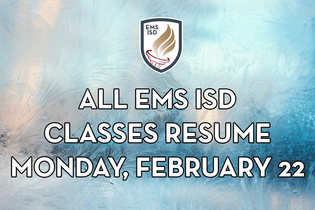 We plan to resume in-person &amp; remote learning on Feb. 22. In any case where we continue to have an unresolved issue with a building due to the winter weather, we will consider the possibility of remote learning for students &amp; staff at that school. Check your email for more info.