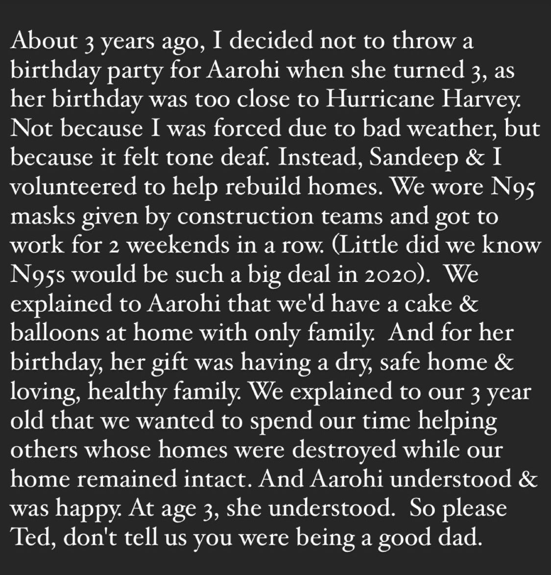arathi2's tweet image. #TedCancunCruz #letthemeatsnow #LetThemEatCake #TedCruz  Not going to repost Ted's statement but I have one of my own. And it's not good parenting to use your kids as an excuse for your astoundingly poor decision-making.