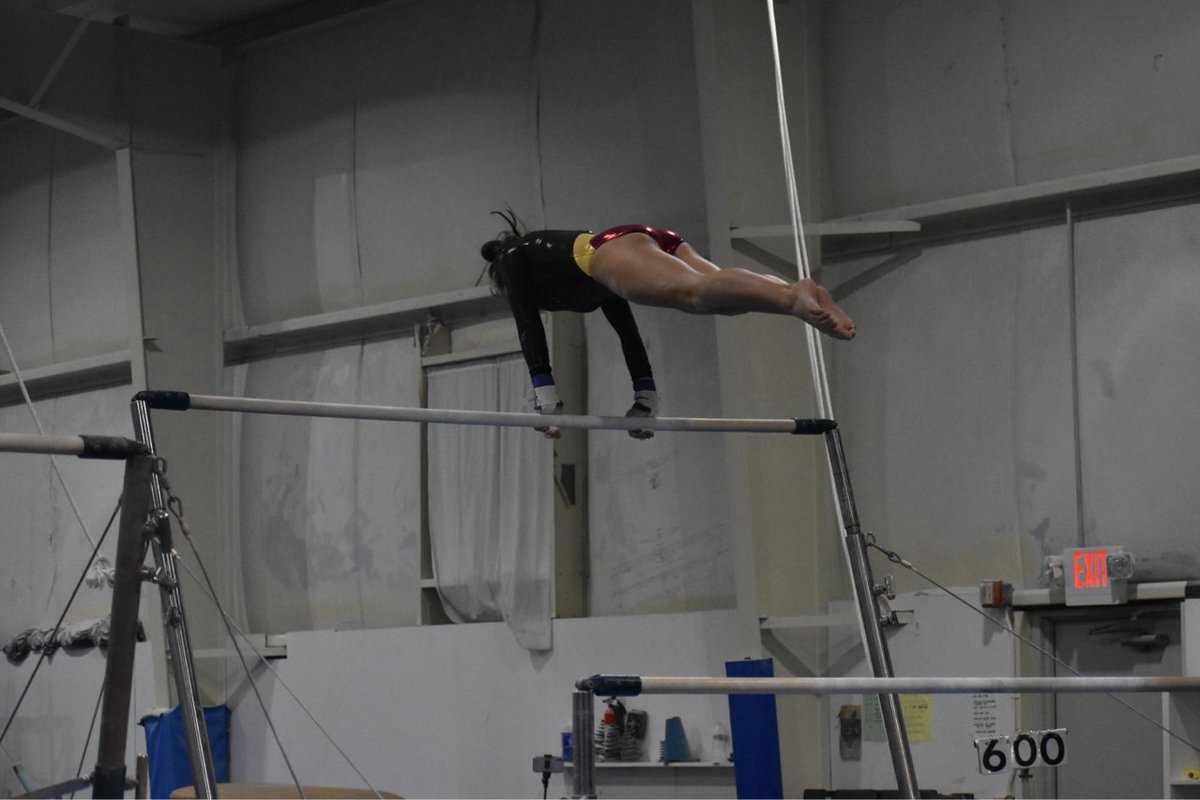 Freshman Katie Conway. Strong contribution with performances on Vault 8.3 and Bars 7.1! Next year will be great!!