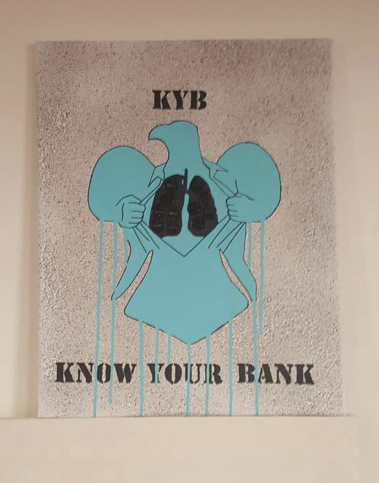 satoshigallery's tweet photo. Why we all have to apply to KYC while banks can keep running no matter of the scandals they had? Banks have a cancer inside them. 
#movetocrypto and become your own bank
#cryptoart #bitcoinart https://t.co/GLIa04PHEY
