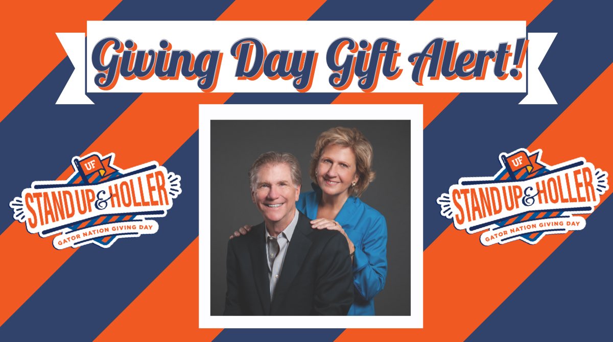 MFOSatUF's tweet photo. We are so grateful that Lou and Rosemary Oberndorf, long time champions of first-generation @UF Gators, increased their recent @MFOSatUF commitment today for a total of $150,000! This gift is truly inspiring and in the spirit of #AllForTheGators. Thank you Oberndorfs! #MFOSProud https://t.co/C6PBFAYZif