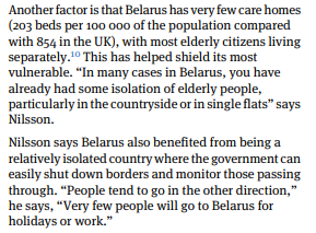 This despite 1) assuming actual figures released accurate 2) the advantages it had highlighted in the paper….a)High test rate b)good voluntary self-isolation c)%low population in care homes d) low number of travelers into the country