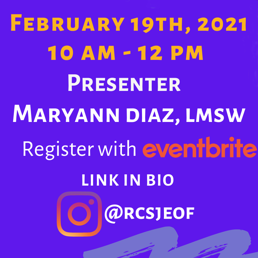 Please join us for a workshop focused on racism, COVID-19, feelings of insecurity, and self-esteem. Friday, Feb. 19 at 10 a.m. RSVP: bit.ly/3u3N9A0