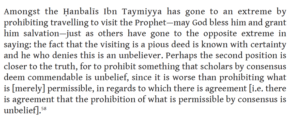 The Egyptian jurist al-Khafājī (d. 1658) rejected Ibn Taymiyyah's view on the visitation of the tomb of the Prophet. As did Mullāh ʿAlī al-Qārī and Qaṣtallānī. 11/