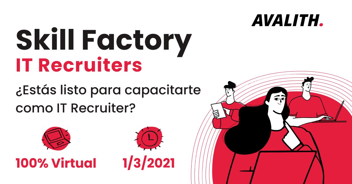 HolaAvalith's tweet photo. Estamos a punto nuestra próxima #SkillFactory.
Si te interesa desarrollarte en la industria IT y adquirir diversos conocimientos sobre el funcionamiento del área de RRHH, nuestra #SkillFactory#ItRecruiters, es para ti. 

Inscríbete en: https://t.co/Dprt6suqsh https://t.co/eU1BJ5BuC0