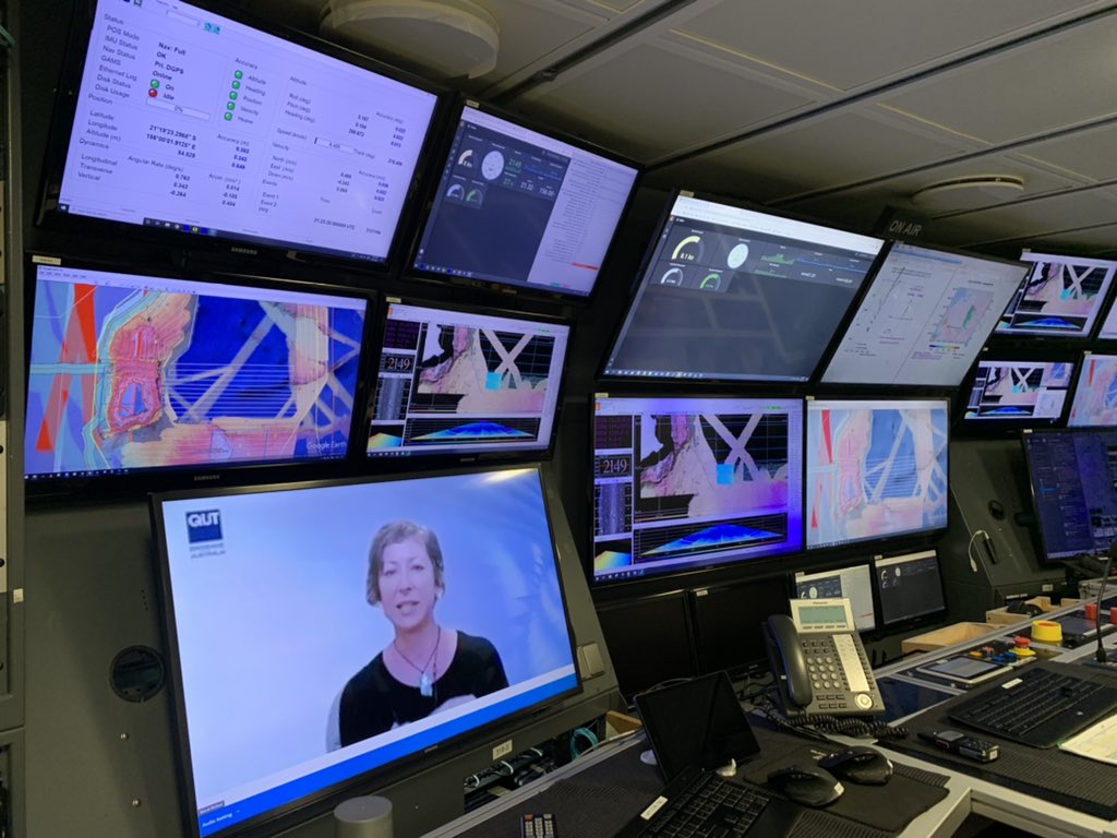 Following the @SchmidtOcean Symposium aboard Falkor this morning! Nice to hear @mardi_mcneil reflect on the opportunities she has had despite the pandemic and her time on board as part of the Falkor family! @QUTSciEng  @QUT @seabed2030