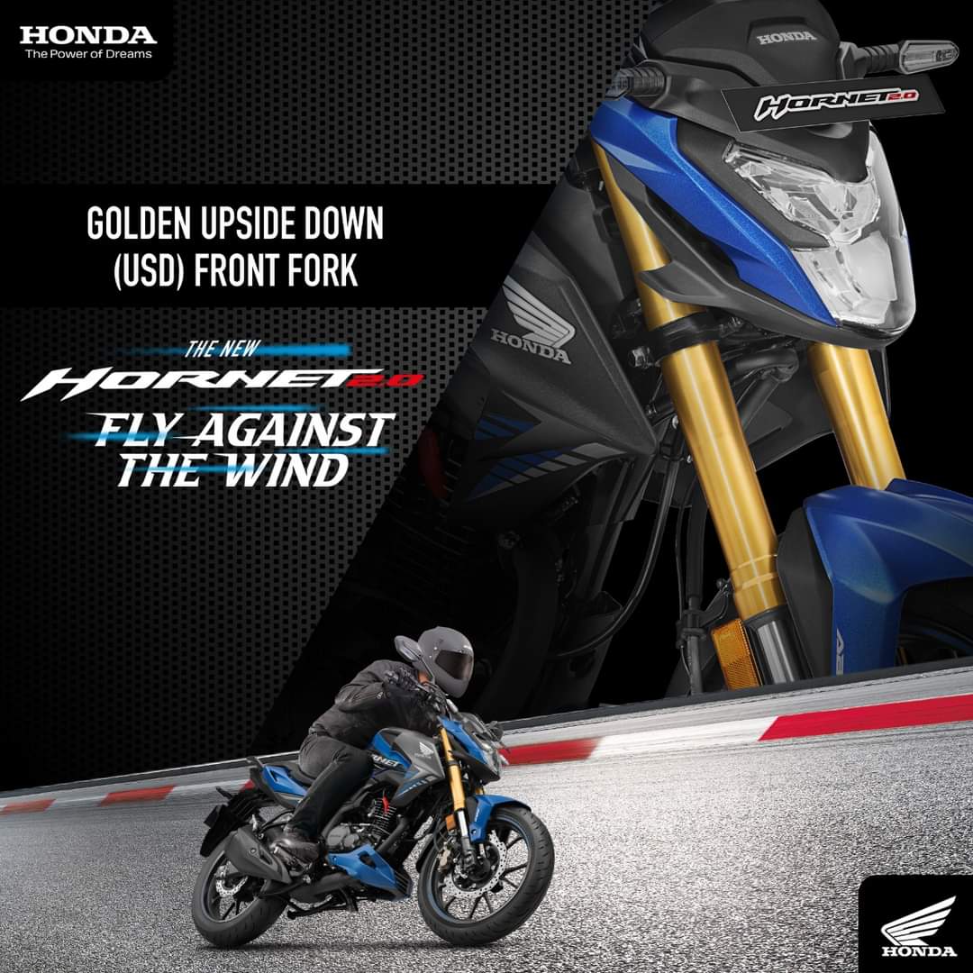 sreeamoghahond5's tweet photo. Dominate the racing scene with the first-in-segment Golden Upside-Down suspension. Handle those bumps with ease with the superior & advanced suspension as you cruise on with the all-new Honda Hornet 2.0! #FlyAgainstTheWind
@sreeamoghahonda
Contact us now: 9246941352,355,808. https://t.co/7KoLMc6aQj