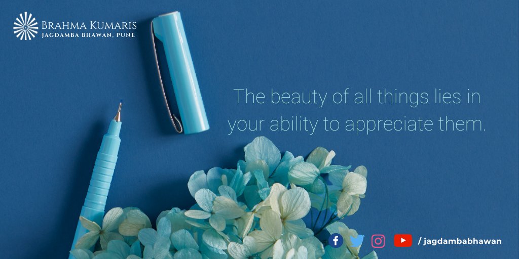 jagdambabhawan's tweet photo. #PureFriday #BrahmaKumaris #EnjoyLife #BeGrateful #Appriciate
Life is all about "living in the moment". By practicing mindfulness, one truly learns to appreciate the beauty in all the small things in life  so we can live life to the fullest. https://t.co/dIHpQMWKGe