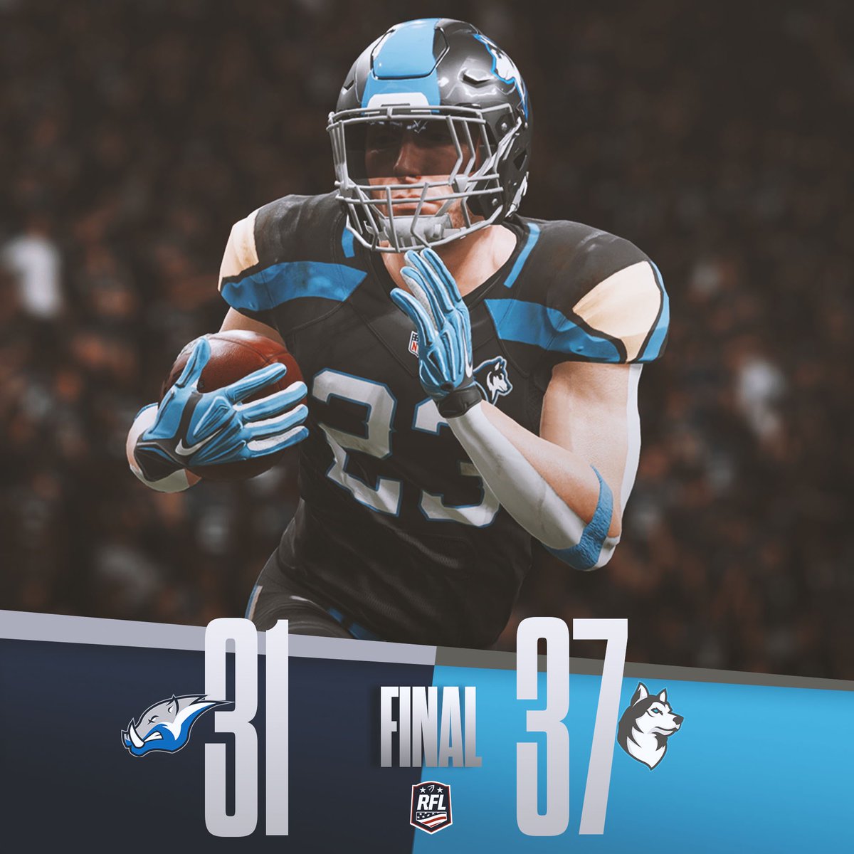 RFL_Sim_League's tweet photo. The T-Birds pull out with the victory at home over their rivals Explorers 24-17! Huskies scored 23 unanswered points to comeback and defeat the Rivers in OT 37-31 after trailing by 17! #RFL #Season6 #Week4 #NextGen #PS5 #Madden #Madden21 #Esports #LeagueFirst https://t.co/RPPOr2amGm