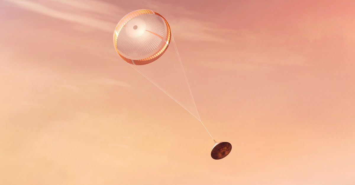 PopSci's tweet photo. Watch the Perseverance rover complete its dramatic landing on Mars https://t.co/D9MHaNKztm https://t.co/9aX3wAKWfO