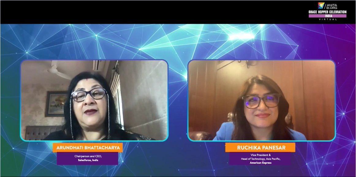Keynote session with wonderful speakers <a href="/ruchikapanesar/">Ruchika Panesar</a> from <a href="/AmericanExpress/">American Express</a>  &amp; Arundhati Bhattacharya from <a href="/salesforce/">Salesforce</a> #vGHCI <a href="/NetApp/">NetApp</a> #NetAppGHCI <a href="/LifeAtNetApp/">Life At NetApp</a> <a href="/NetAppWIT/">Women in Technology @ NetApp</a> .
