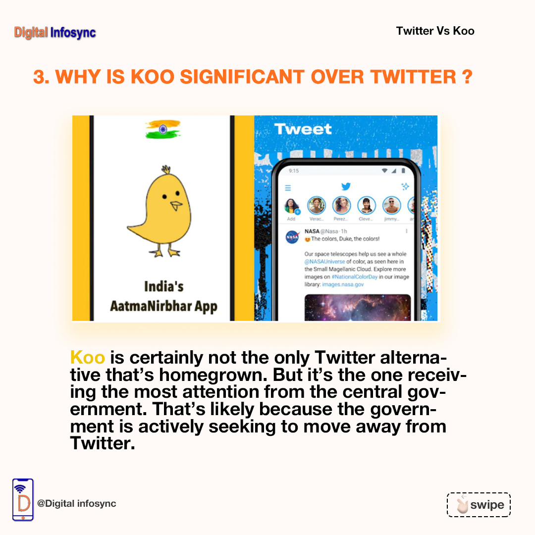 DigitalInfosync's tweet photo. Twitter or Koo? Which one do you prefer? Let us know in the comments !!!

#digitalinfosync #digitalmarketing #socialmediamarketing #socialmedia #Twitter #Koo #kooapp #kooindia #Tweets #Trending #TrendingNow #TrendingNews #trendingapp #Trending20 #DigitalIndia #Warangal https://t.co/i4Q6lTkLAP