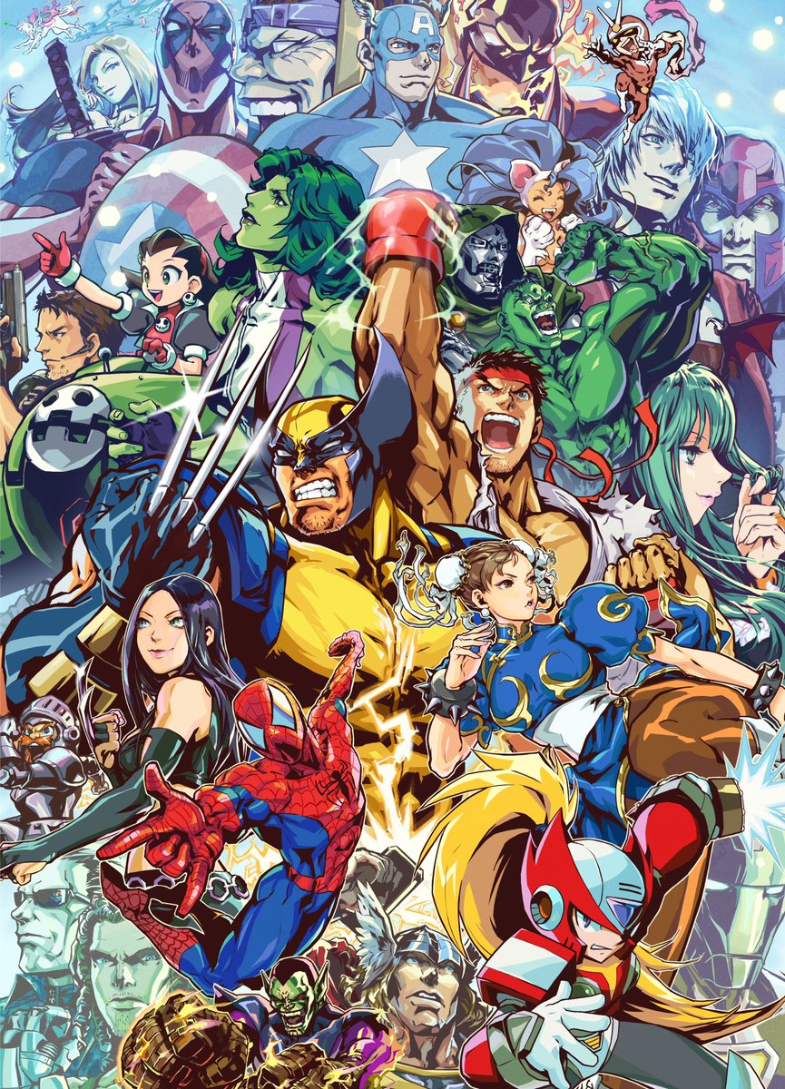 nbajambook's tweet photo. Miho Mori's 2011 promo art for Marvel vs. Capcom 3: Fate of Two Worlds. https://t.co/8RQCrAwl9w