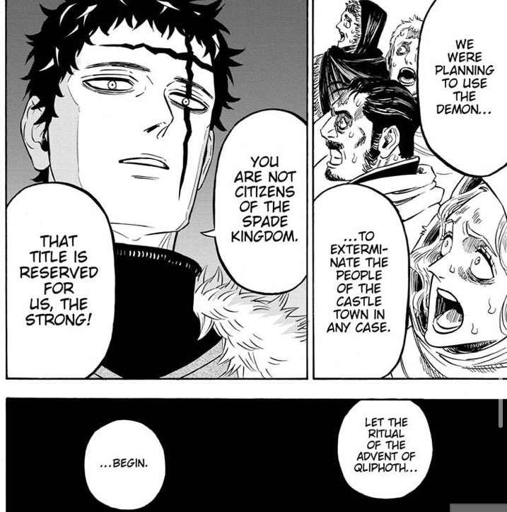 We don’t exactly know why what he’s doing benifits the spade kingdom but am pretty sure we will find out soon when we get the complete backstory of the triad. This panel supports my claims because why would he say this if there want a reason.