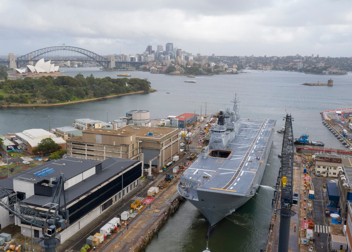 DefenceAust's tweet photo. #HMASCanberra ๐ข departs the Captain Cook dry-dockโthe biggest in the Southern Hemisphereโafter a comprehensive maintenance, which happens every five years. Great work #AusNavy and #DefenceIndustry!ย ๐ #YourADF #DefenceCapability #2020DSU #ShapeDeterRespond #EquipAndSustain https://t.co/nKflYihILu