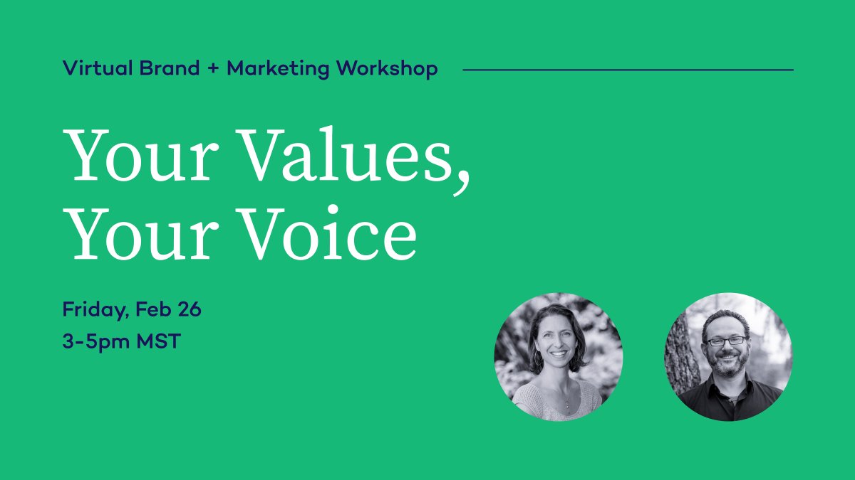 Join Scott + Talie in this virtual workshop and learn how to infuse your values into your brand and marketing. 

Register here: tinyurl.com/sojdsugi