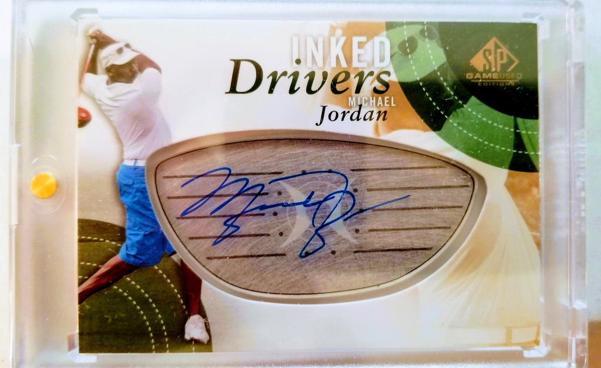 cardboredflexer's tweet photo. A day after MJs bday, here's @UpperDeckSports Game Used Inked Drivers @Jumpman23. Unusual but makes sense and looks good #PackPulled #TheHobby @PGA @NBA @SHOWYOURHITS @SCCTradingCards @WatchTheBreaks https://t.co/1oUVwkdGuv