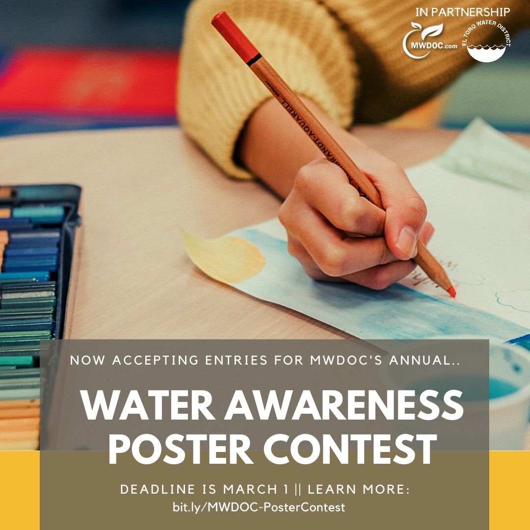 eltorowater's tweet photo. Now through March 1, 2021, Orange County students can submit their original artwork for consideration in the MWDOC Water Awareness Poster Contest.  Artwork must reflect the theme: "Save Together." #StudentArt #WaterIsLife || Learn more: https://t.co/JwVhqSvfIt https://t.co/i1tLSPWK1k