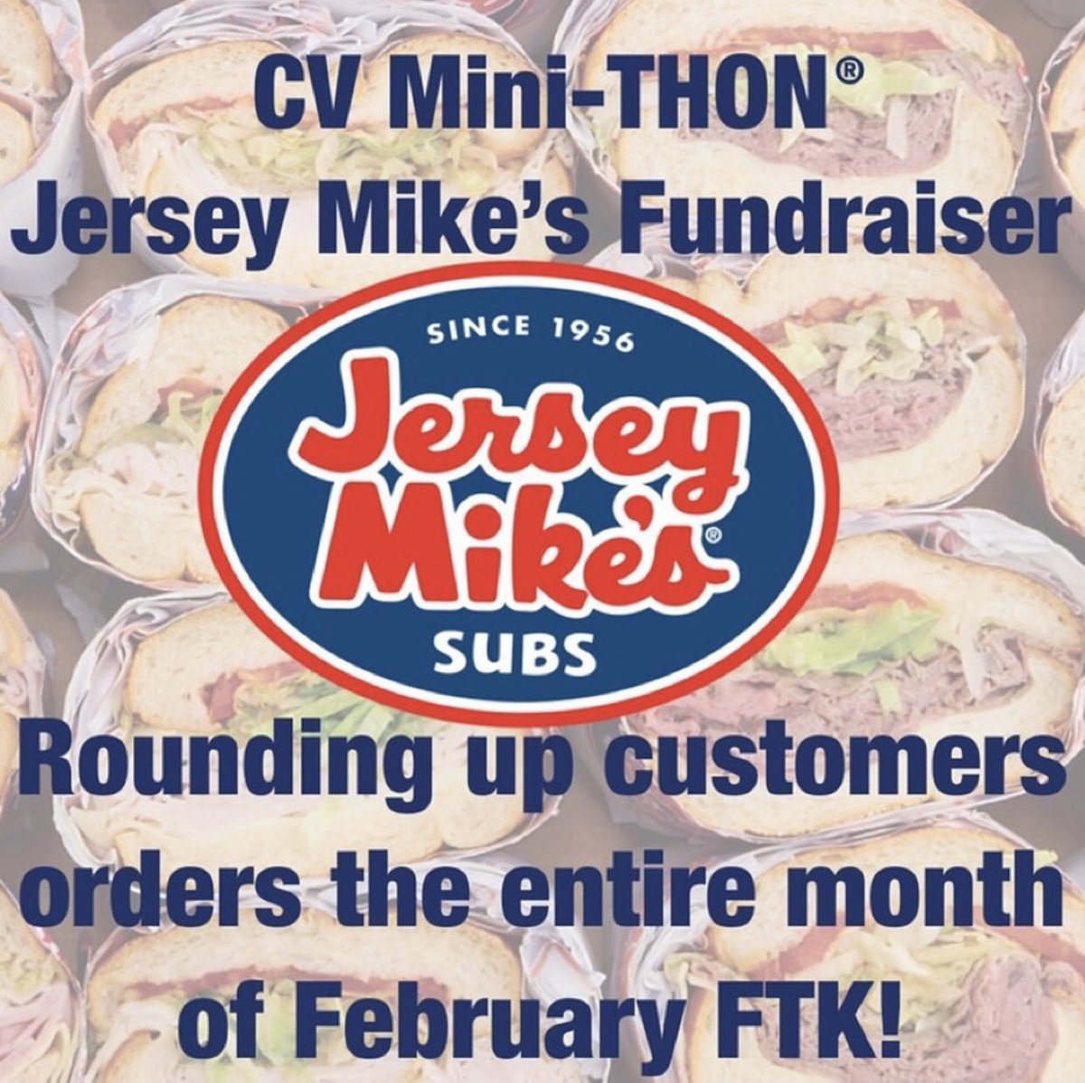CVminiTHON's tweet photo. For the month of February, Jersey Mikes on the Carlisle Pike will be asking customers if they want to round up in support of CV Mini-THON!! Make sure to stop by🔷🎗 https://t.co/nLcdjDAUW3